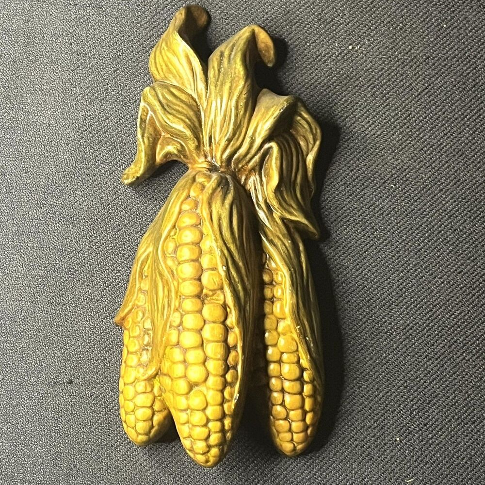 Vtg Ceramic Corn On the Cob Wall Decor 7” Granny Cottage Core Kitsch MCM 70"s